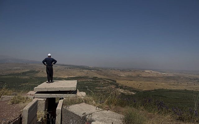 A Druze resident of the Golan Heights looks out onto Syria in July 2012 (photo credit: Tsafrir Abayov/Flash90)