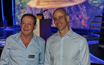 Yehuda Zisapel (L), founder and chairman of RAD Data Telecommunications, with Dror Bin, company President and CEO, at the annual RAD Data partners' meeting in Eilat (Photo credit: Courtesy)