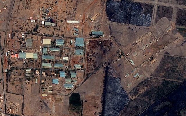 The Yarmouk military complex in Khartoum, Sudan seen in a satellite image made on October 12 2012, after the alleged attack. (photo credit: AP/DigitalGlobe via Satellite Sentinel Project)