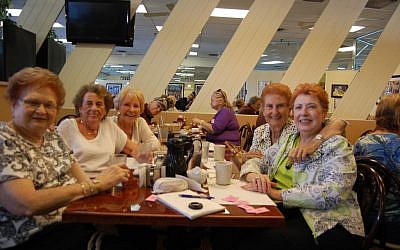 Five Jewish women at the Bagel Tree cafe in Delray Beach said they firmly support President Obama's re-election. (Ben Harris/JTA)