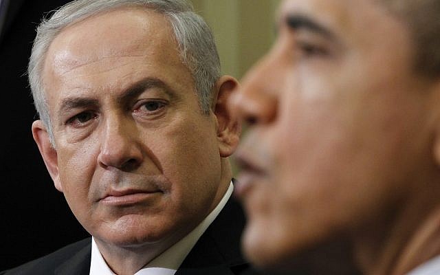Prime Minister Benjamin Netanyahu listening as President Barack Obama speaks during a meeting in Washington in March 2012. (AP/Pablo Martinez Monsivais)