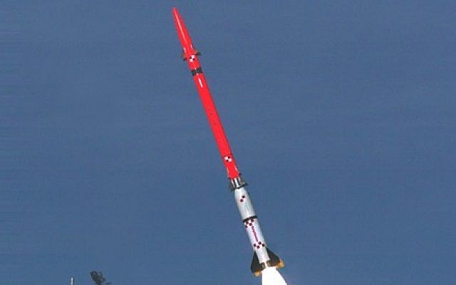 The David’s Sling -- a new mid- to long-range missile interceptor -- successfully shot down a rocket in its first test  on Sunday (photo courtesy of Defense Ministry)