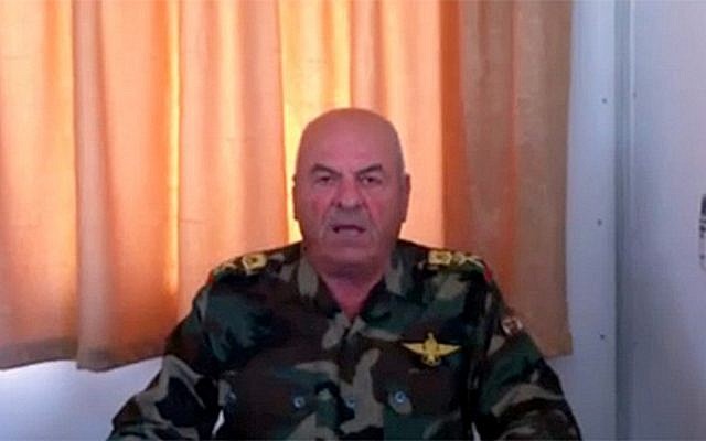 Former Syrian major general Adnan Sillu (photo credit: YouTube screen capture)