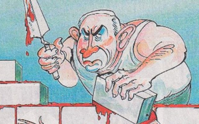 Prime Minister Benjamin Netanyahu, as depicted by a London Times caricature published Sunday (photo credit: The Times)