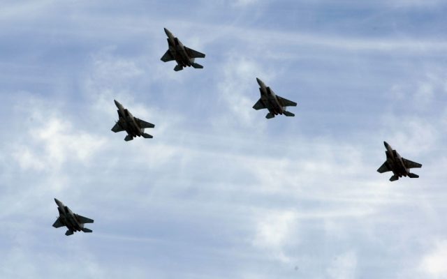 Illustrative photo of IAF F-15s flying in formation. (Moshe Shai/Flash90)