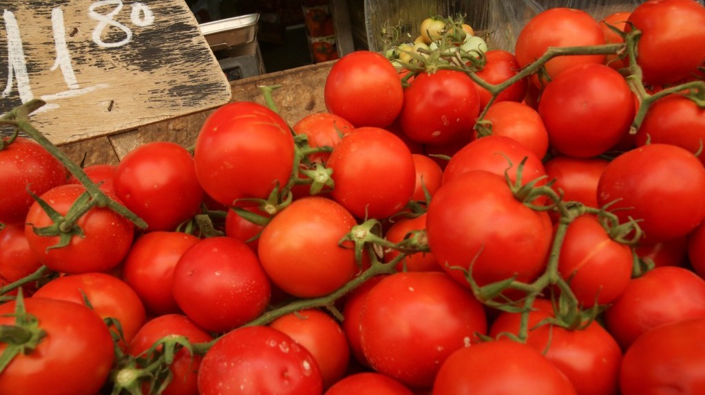 Tomatoes for sale at the Mahane Yehuda market in Jerusalem, September 2012 (photo credit: Oren Nahshon/Flash90)