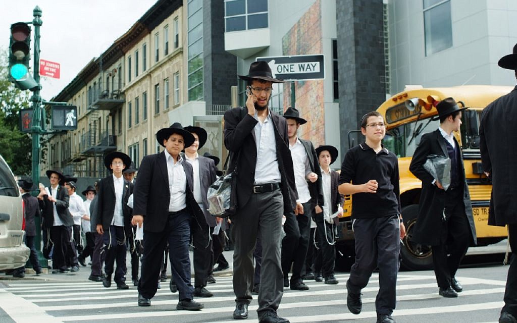 Illustrative photo of ultra-Orthodox Jews in Brooklyn, New York. (Mendy Hechtman/Flash90)