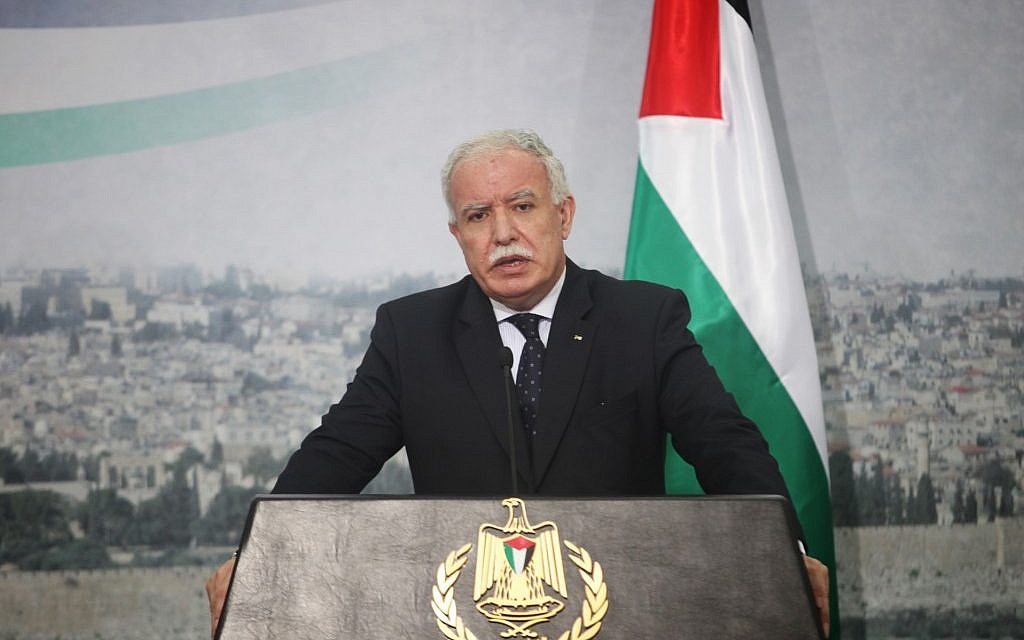 Palestinian Authority Foreign Minister Riyad al-Malki (Issam Rimawi/Flash90)