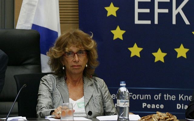 Fiamma Nirenstein attends a meeting between Israeli MKs and European delegates to discuss the relations between the European Union and the Israeli parliament in 2009 (Miriam Alster/Flash90)