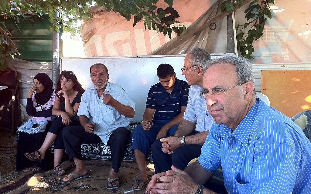 MK Hanna Swaid, foreground, of the Jewish-Arab Hadash party. (Courtesy of Hanna Swaid)