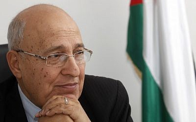 Nabil Shaath, the Commissioner for External Relations of the Fatah movement, seen in his office in the West Bank city of Ramallah, January 18, 2012 (photo credit: Miriam Alster/Flash90)