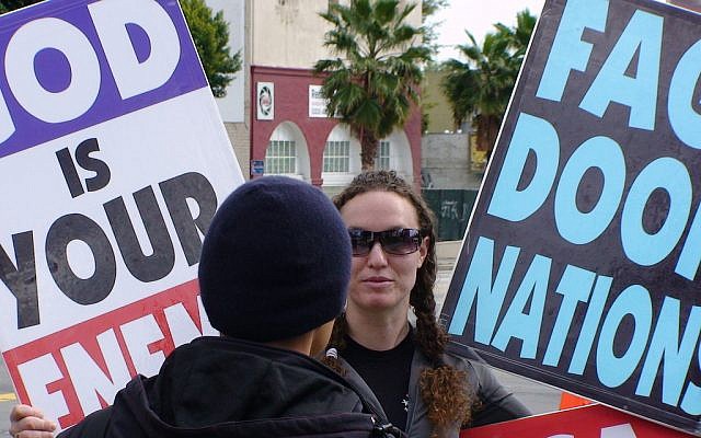 Megan Phelps-Roper in a previous life, picketing the Oscars. (photo credit: CC BY-SA k763, Flickr)