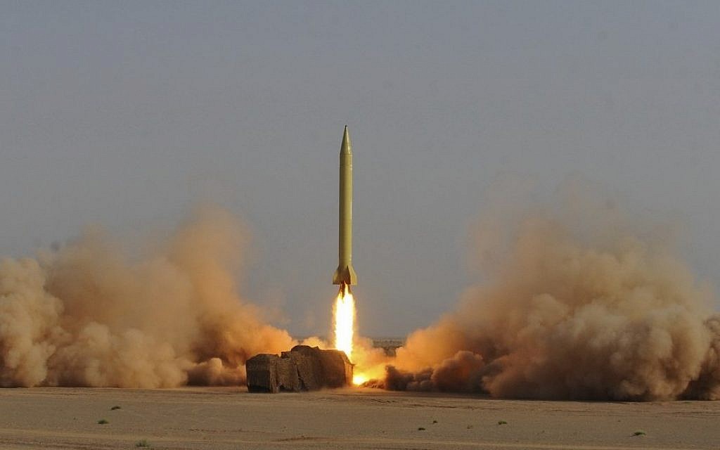 An Iranian Shahab-3 missile launched during military exercises outside the city of Qom, Iran, in June 2011. (AP/ISNA/Ruhollah Vahdati)