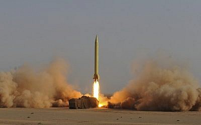 In this photo released by the semi-official Iranian Students News Agency (ISNA), an Iranian Shahab-3 missile is launched during military maneuvers outside the city of Qom, Iran, Tuesday, June 28, 2011 (photo credit: AP/ISNA, Ruhollah Vahdati)