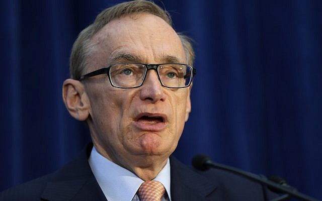 Australian Foreign Minister Bob Carr speaks during a news conference at the annual Australia-United States Ministerial Consultations, Wednesday, Nov. 14, 2012, in Perth, Australia. (photo credit: AP/Matt Rourke)