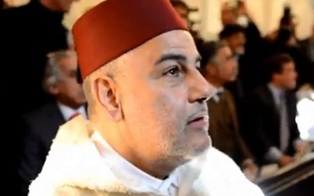Moroccan PM Abdelilah Benkirane at the opening of the Slat Al Fassiyine synagogue in Fez Wednesday (photo credit: Youtube image)