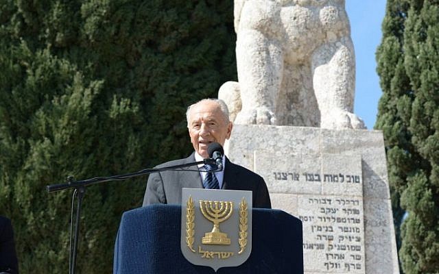 President Shimon Peres speaks at a ceremony at Tel Hai, in northern Israel, on February 21, 2013. (photo credit: Mark Neiman/GPO/La'am)