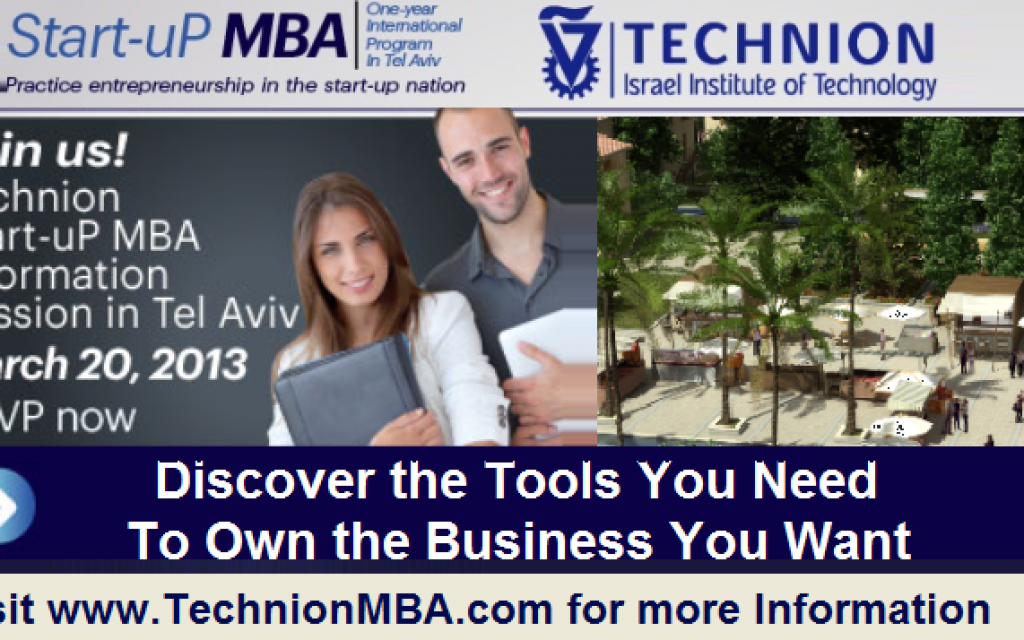 The Technion’s Start-uP MBA in Israel is a one-year international MBA program taught in English