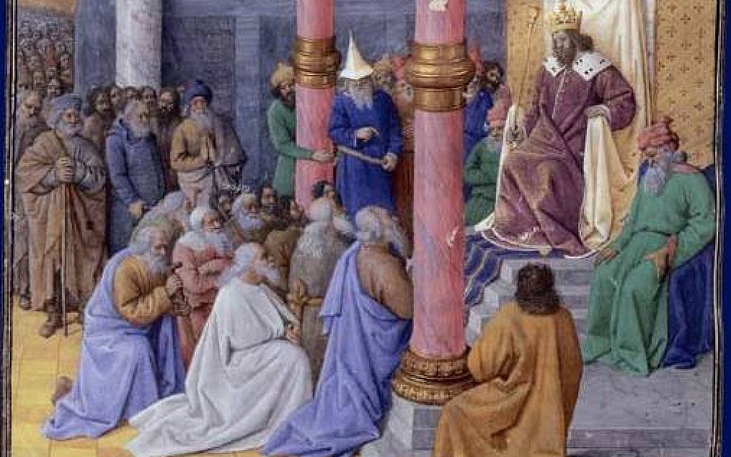 15th century painting by Jean Fouquet of Persian King Cyrus II the Great releasing the Jews from the Babylonian Exile. (photo credit: CC-PD-Mark, by Yann, Wikimedia Commons)