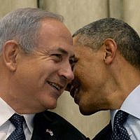 Obama may be taller, but Bibi definitely has more hair (photo credit: Avi Ohayon/Flash90)