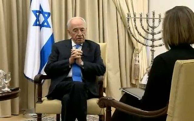 Shimon Peres in an interview from the President's Residence with CNN TURK on March 24, 2013 (photo credit: image capture from www.cnnturk.com)