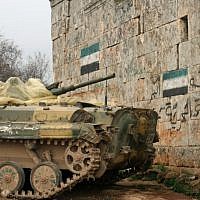 Free Syrian Army tank near the Turkish border (photo: Eliyahu Kamisher)