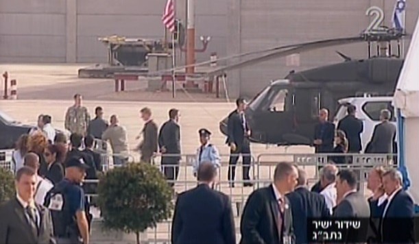 Ben-Gurion Airport, as President Obama's motorcade arrives FRiday (photo credit: Channel 2 screenshot)