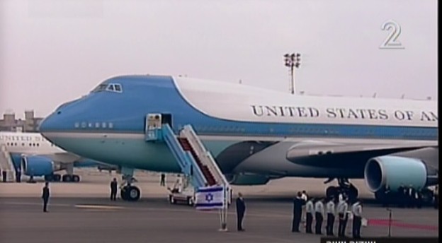 Ben-Gurion Airport, as President Obama's motorcade arrives Friday (photo credit: Channel 2 screenshot)