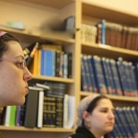 Illustrative: Students at the Yeshivat Maharat liberal Orthodox seminary for women. (Chavie Lieber/Times of Israel)