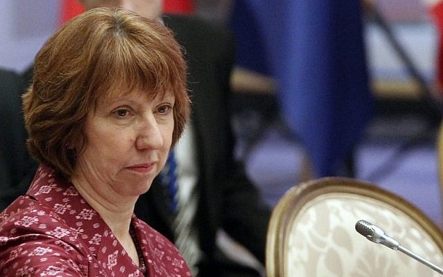 EU foreign policy chief Catherine Ashton, Friday, April 5, 2013. (photo credit: AP/Shamil Zhumatov)