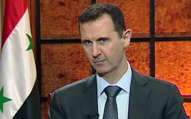 Syrian President Bashar Assad in an image from video broadcast on Syrian state television Wednesday, April 17, 2013 (photo credit: AP)