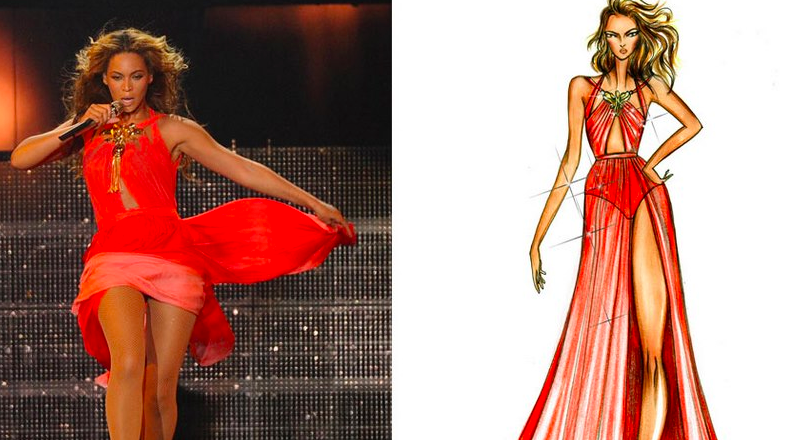 Beyonce in her 'Freakum Dress' designed by Alon Livne (via Facebook)