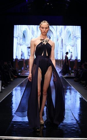 The original dress, in black, as worn at Tel Aviv Fashion Week (photo credit: Avi Waldman)