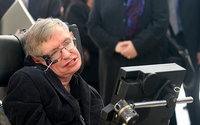British physicist Stephen Hawking at a conference with Israeli high school students in Jerusalem in December 2006. (photo credit: Orel Cohen/Flash90)