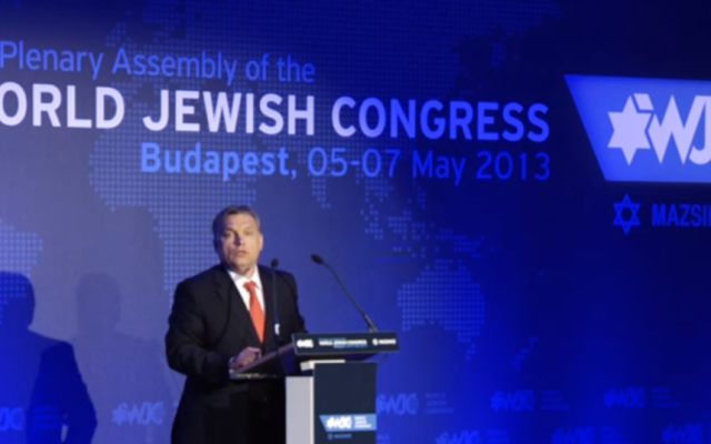 Hungarian Prime Minister Viktor Orban (photo credit: screen capture/WJC)