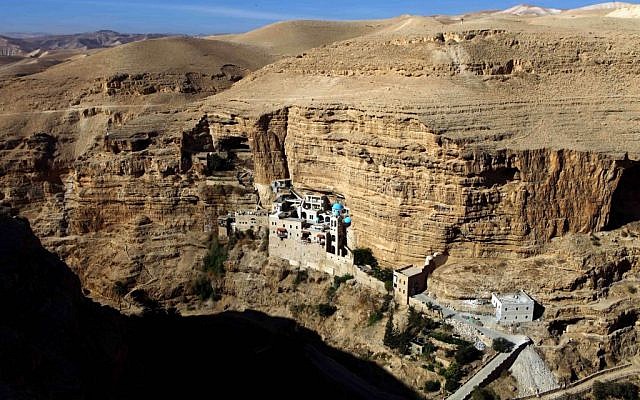 Wadi Qelt and the Monastery of St. George (photo credit: Abir Sultan/Flash90)