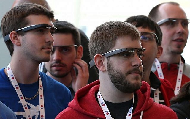 Participants wearing Google Glass during Google's I/O Developers Conference in San Francisco, May 1, 2013. (photo credit: Justin Sullivan/Getty/JTA)