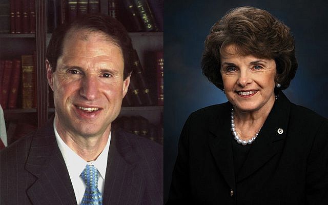 US Senators Ron Wyden, left, and Dianne Fienstein (photo credit: US Senate)