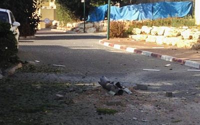 The landing site of a rocket fired into Israel's territory from Lebanon in August (photo credit: Kobi Snir/Flash90)
