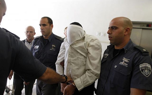 The accused spy being brought into court in Jerusalem Thursday. (photo credit: Flash90)