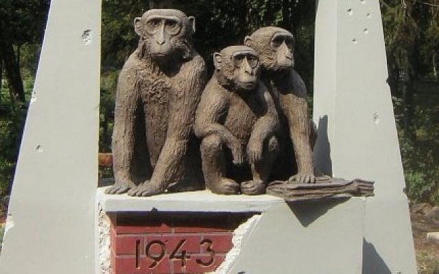 Kharkov Zoo's survivor monkeys memorial (photo credit: Courtesy)