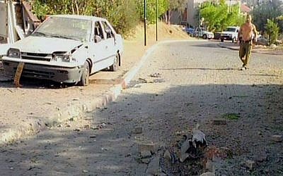 Damage from a rocket that fell near Nahariya, Thursday, August 22, 2013. (photo credit: screen capture/Channel 2)
