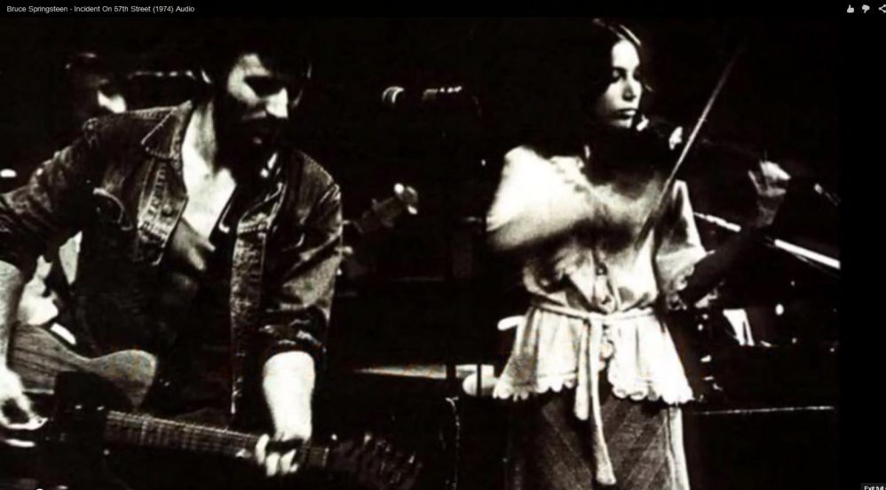 Bruce Springsteen and Suki Lahav, on stage together in Philadelphia in 1974 (photo credit: YouTube screenshot)