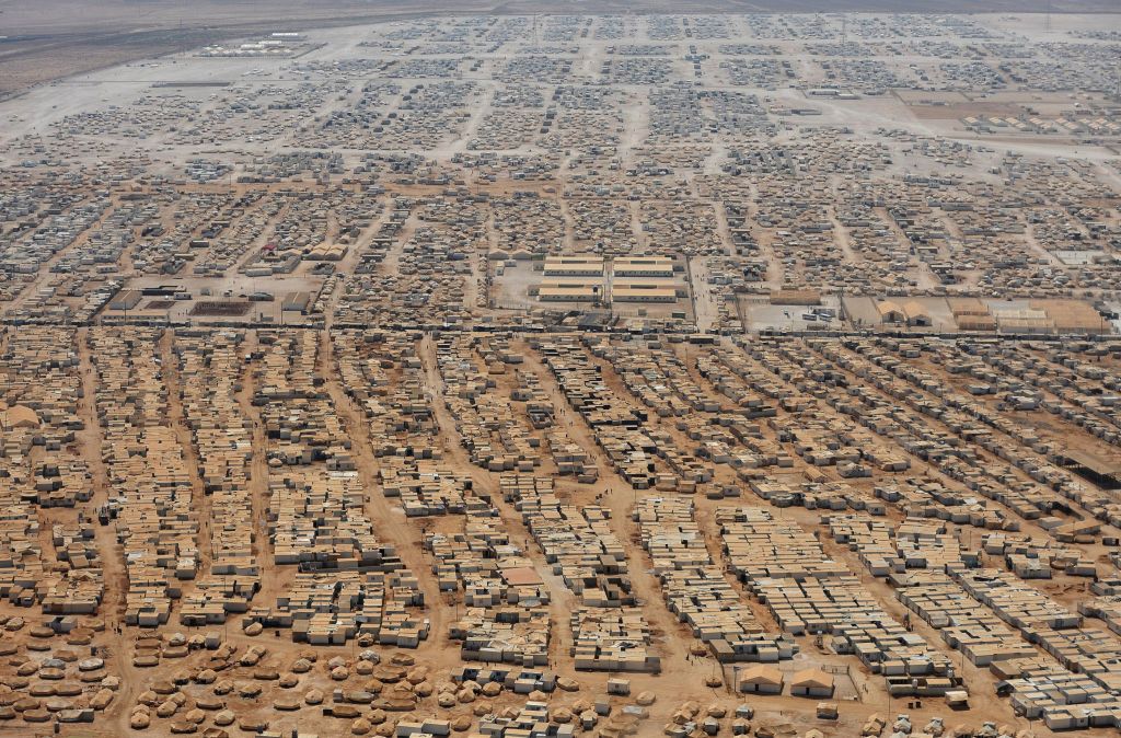 An aerial view of the Zaatari refugee camp, July 18, 2013 (photo credit: AP/Mandel Ngan/File)