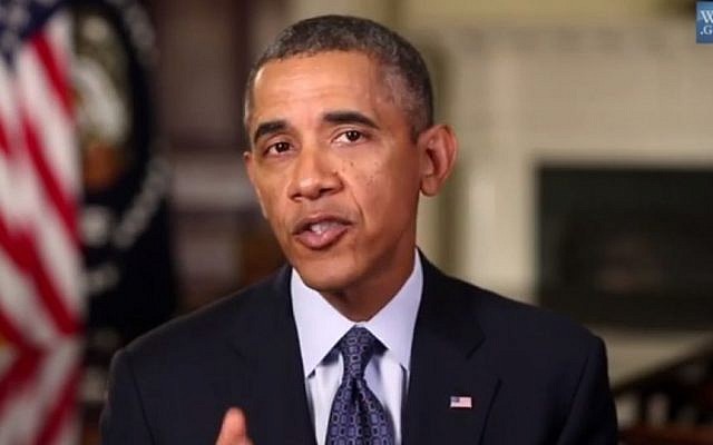 President Obama makes his case during his weekly address Saturday for pursuing a diplomatic solution following Syria's use of chemical weapons, September 2013. (screen capture: YouTube)