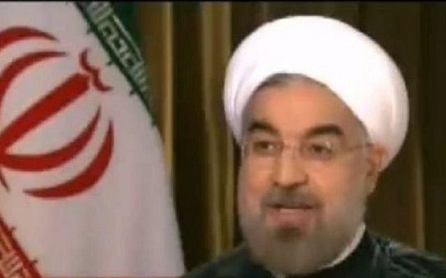 Hasan Rouhani, the Iranian president, interviewed on CNN, September 24, 2013 (photo credit: YouTube screenshot)