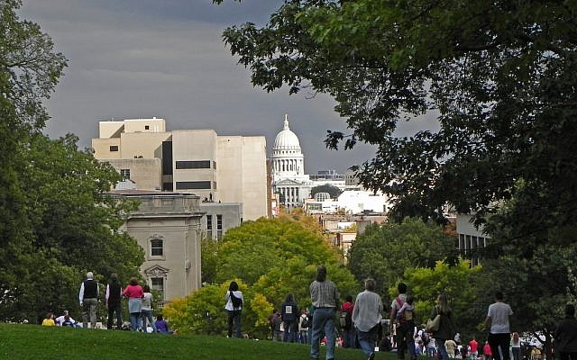 Photo of the Capitol viewed from University of Wisconsin campus, Madison, Wisconsin, taken September 28, 2010. (photo credit: CCBY/Richard Hurd, Flickr)