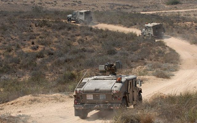Illustrative photo of IDF patrol vehicles (Gili Yaari/Flash90/File)