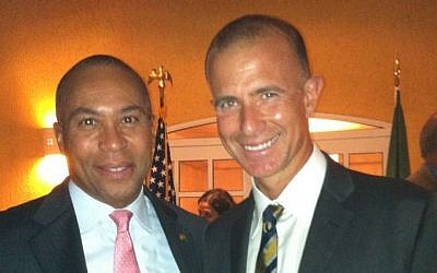 Israeli medical technology entrepreneur Ido Schoenberg, CEO of American Well (right), with Massachusetts Governor Deval Patrick (photo courtesy: Alliance for Business Leadership)