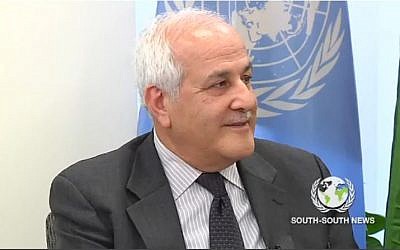 Palestinian envoy to the United Nations Riyad Mansour (screenshot via YouTube)
